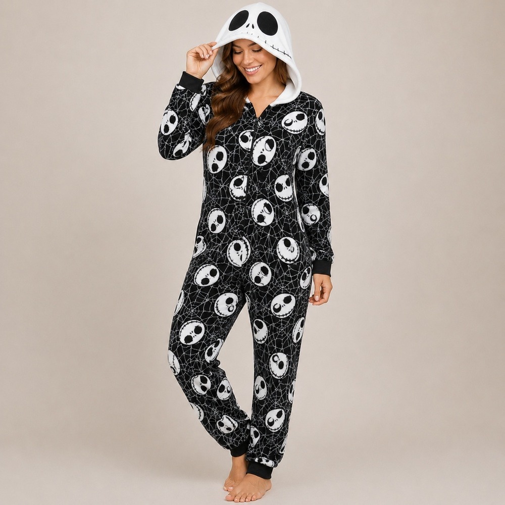 Jack Skellington Union Suit Nightmare Before Christmas Pajamas NWT Women L Goth